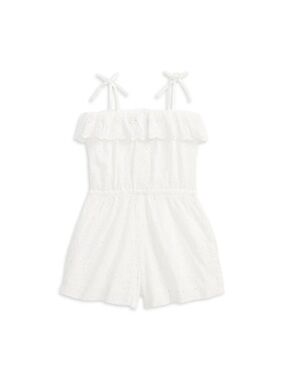Polo by Ralph Lauren White Eyelet Ruffle Tie-Shoulder Romper
